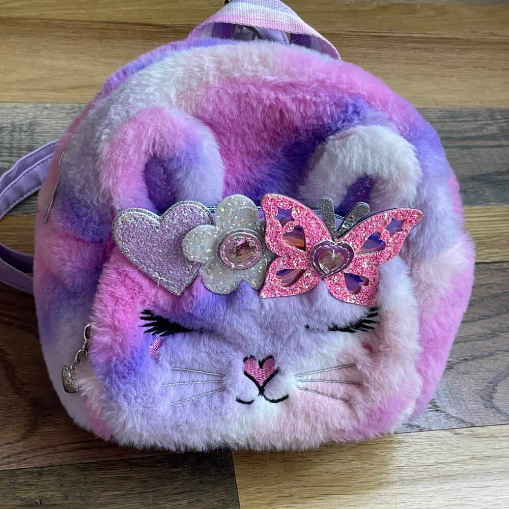 Miss Gwen's OMG Accessories Bunny Mini Backpack Girls Pink Purple Plush Glitter